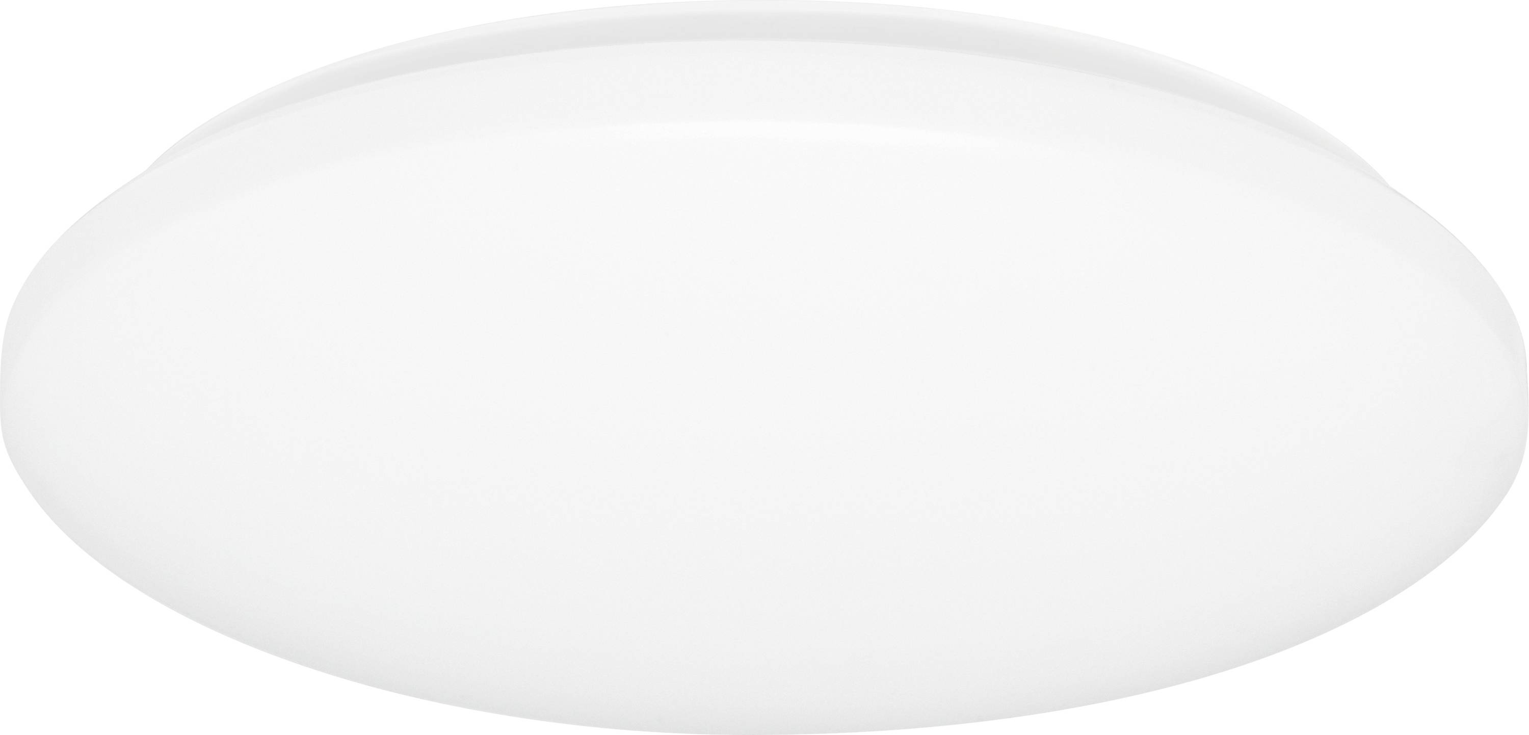 Luminaire rond blanc allumé sur un fond gris.