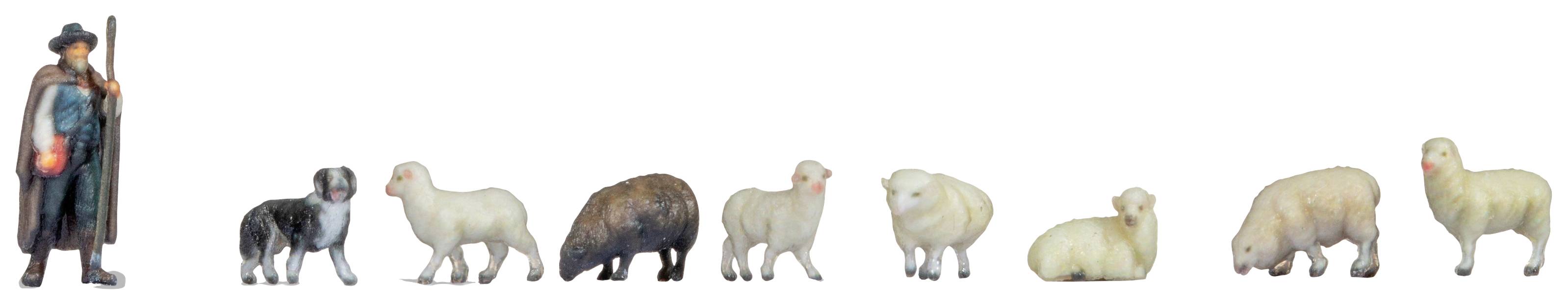 NOCH N Moutons et mangers peint, debout, assis