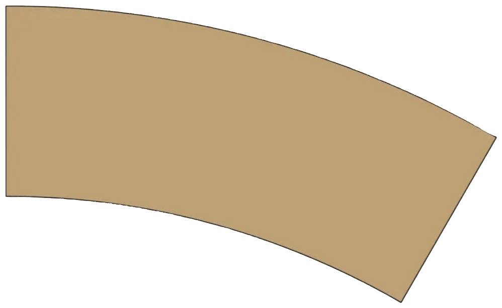 Surface semi-circulaire marron sur fond blanc.