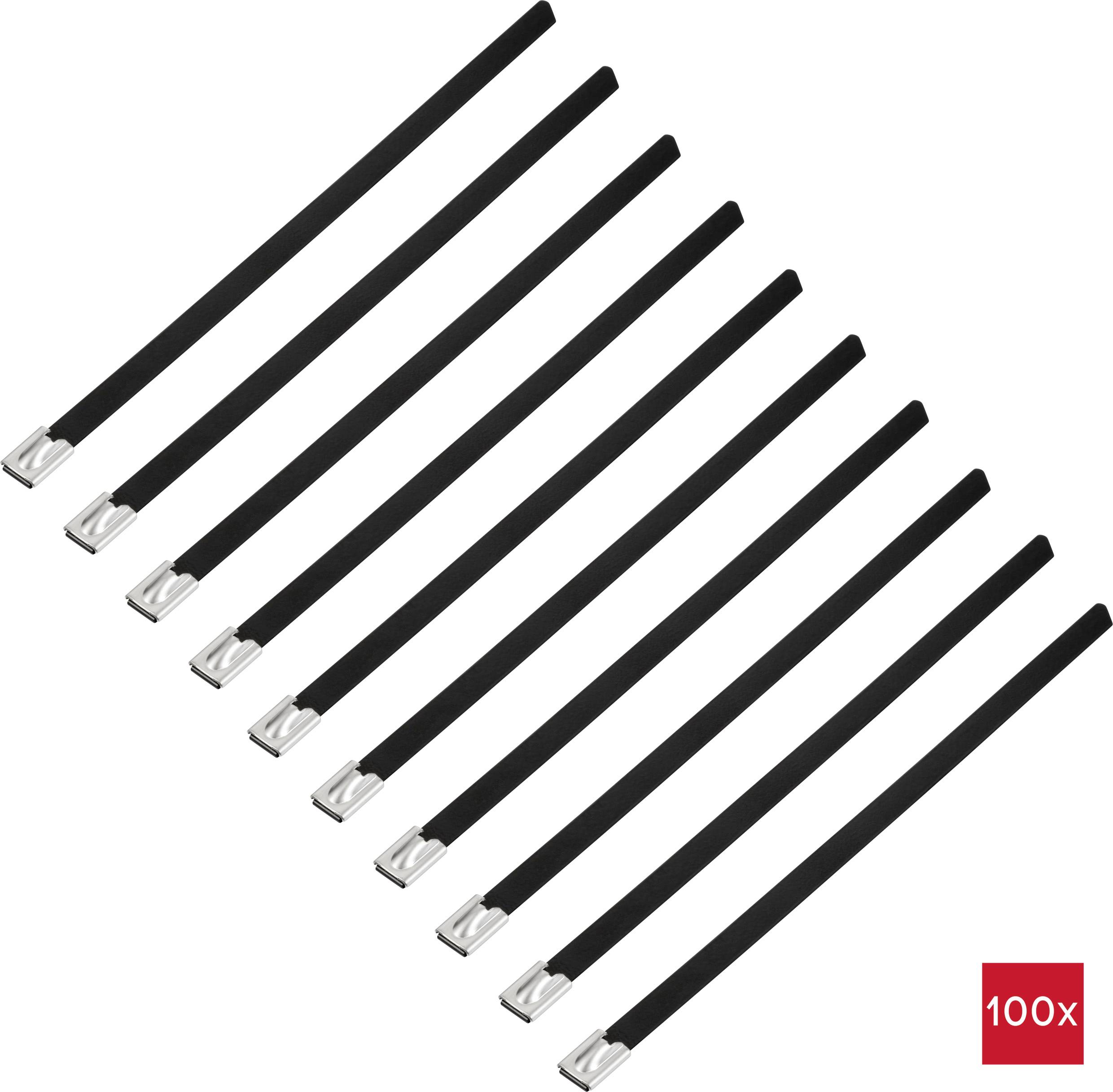 TRU COMPONENTS TC-12656616 Serre-câbles en acier 200 mm 7.9 mm AISI 316 avec revêtement 100 pc(s)