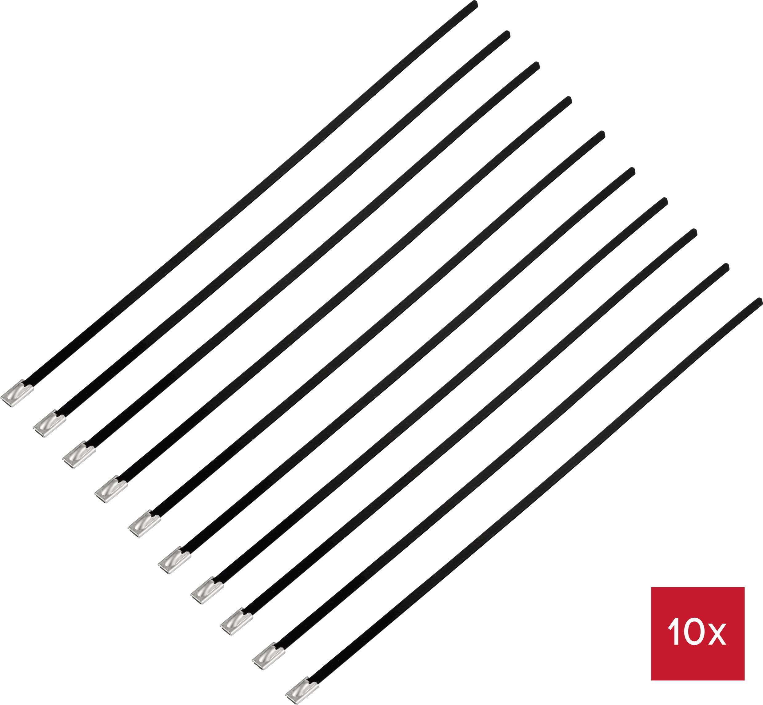 TRU COMPONENTS TC-12656668 Serre-câbles en acier 290 mm 4.6 mm AISI 316 avec revêtement 10 pc(s)