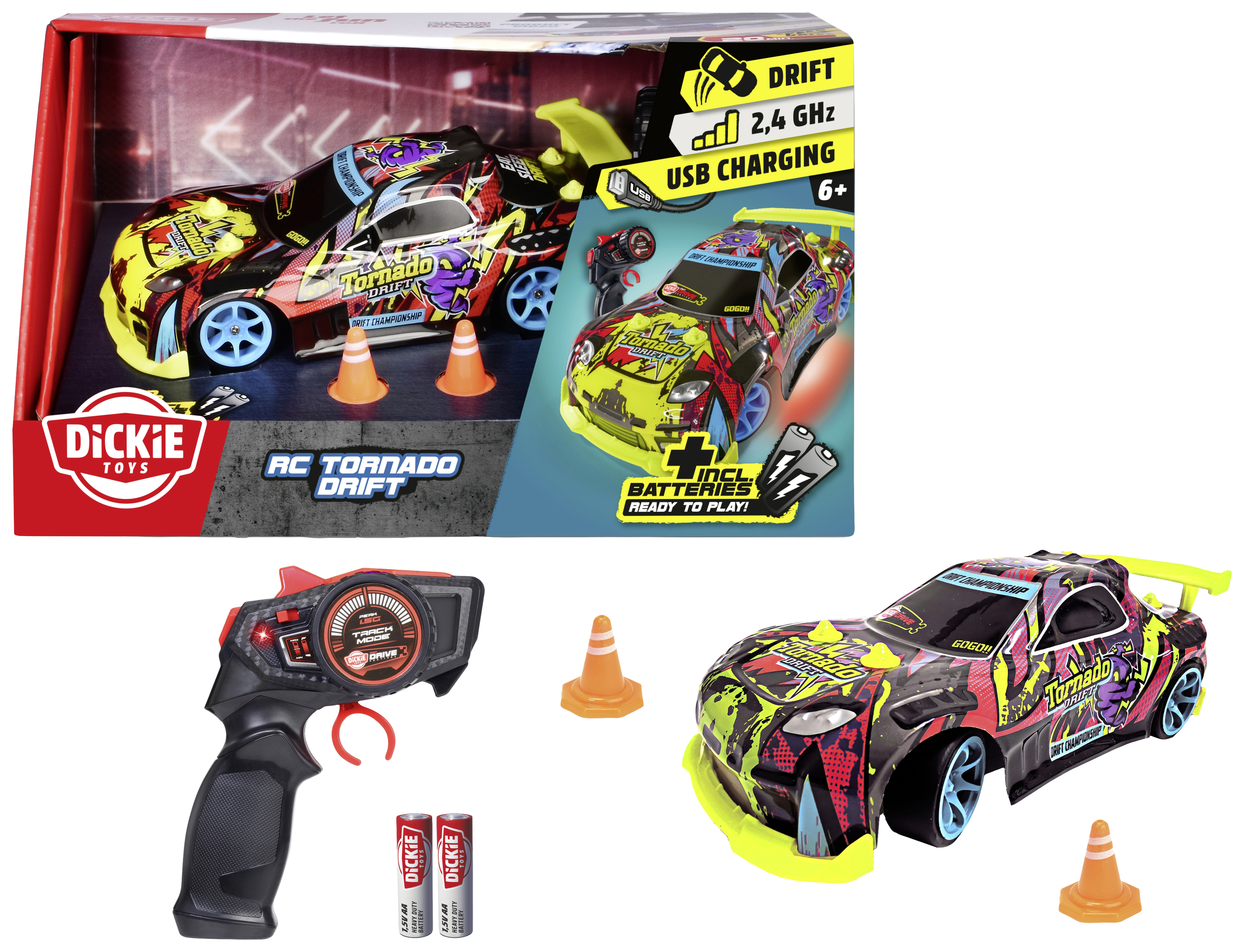 Dickie Toys 201104007 Tornado Drift 1:24 Véhicule RC débutant électrique Drift 4 roues motrices (4WD)