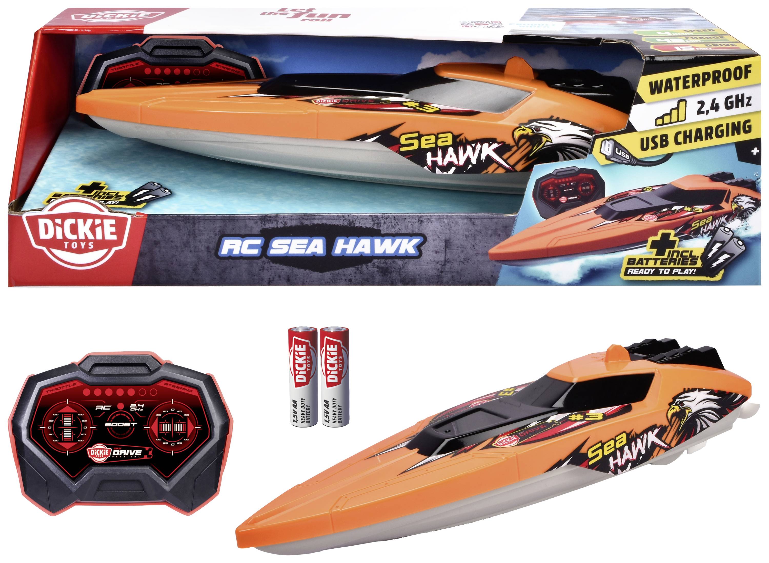 Dickie Toys Bateau RC débutant motorisé prêt à fonctionner (RtR) 330 mm
