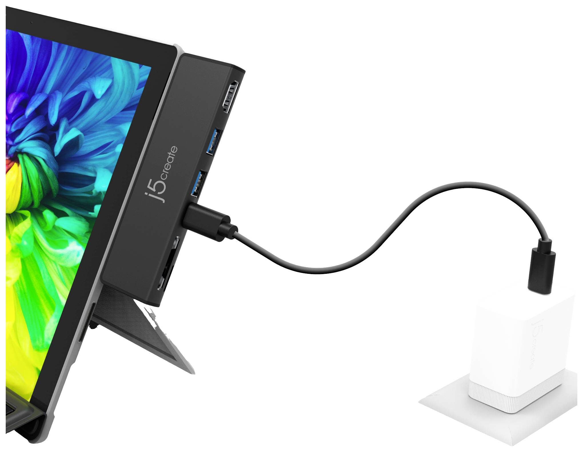 j5create USB 3.2 Gen 1 (USB 3.0), USB-C® Station d'accueil pour tablette JCD324B-N