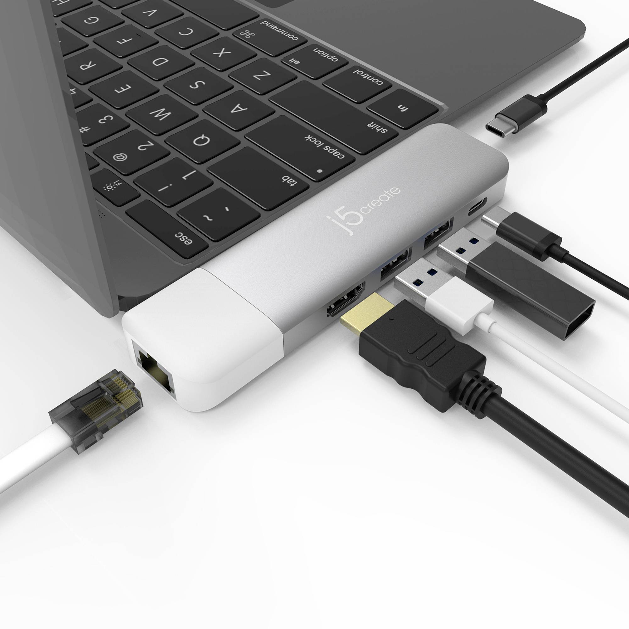 j5create Station d'accueil USB-C® Dock Convient pour les marques: Apple lecteur de cartes intégré, alimentation USB-C®