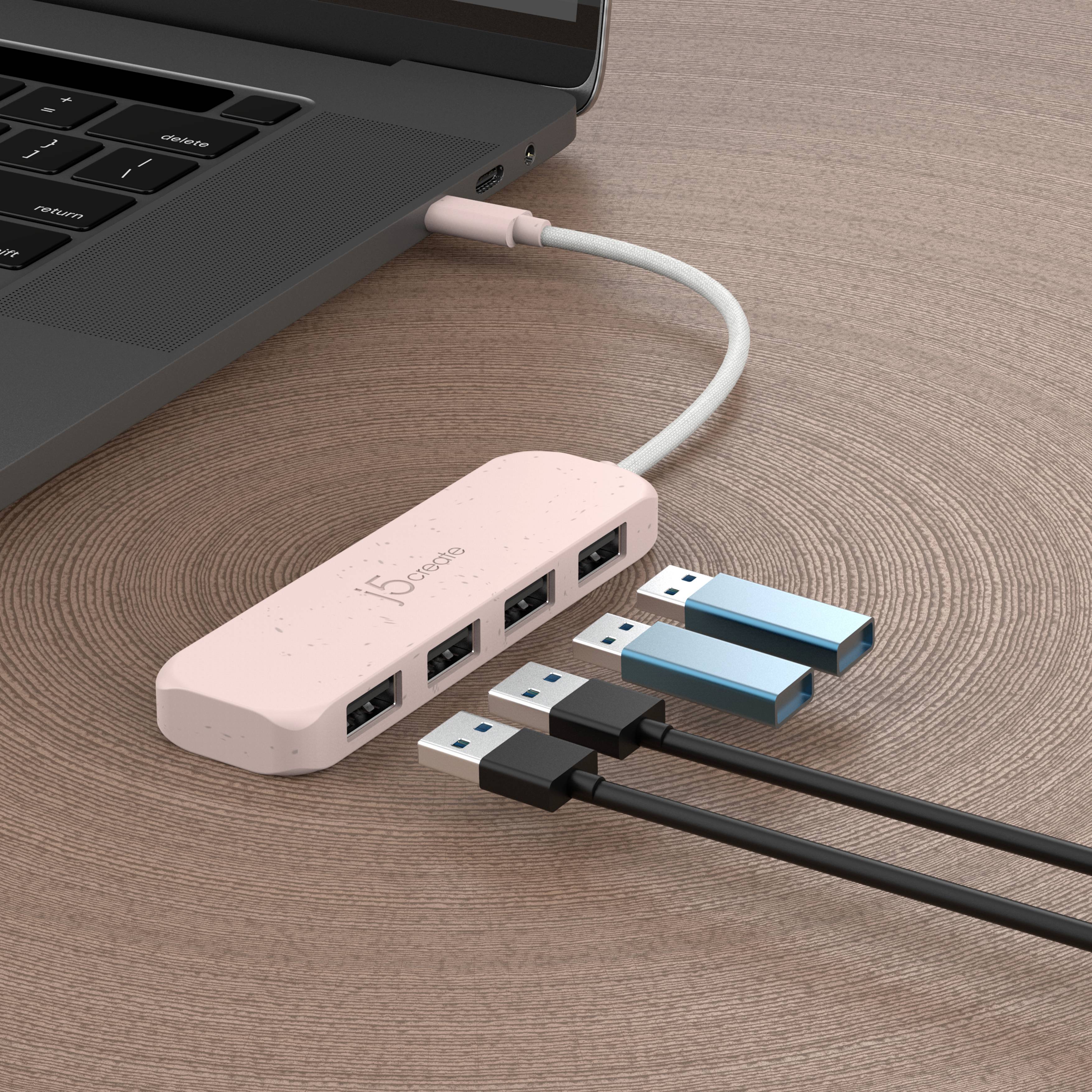 Hub USB 3.1 j5create JCH341ER-N 4 ports rose