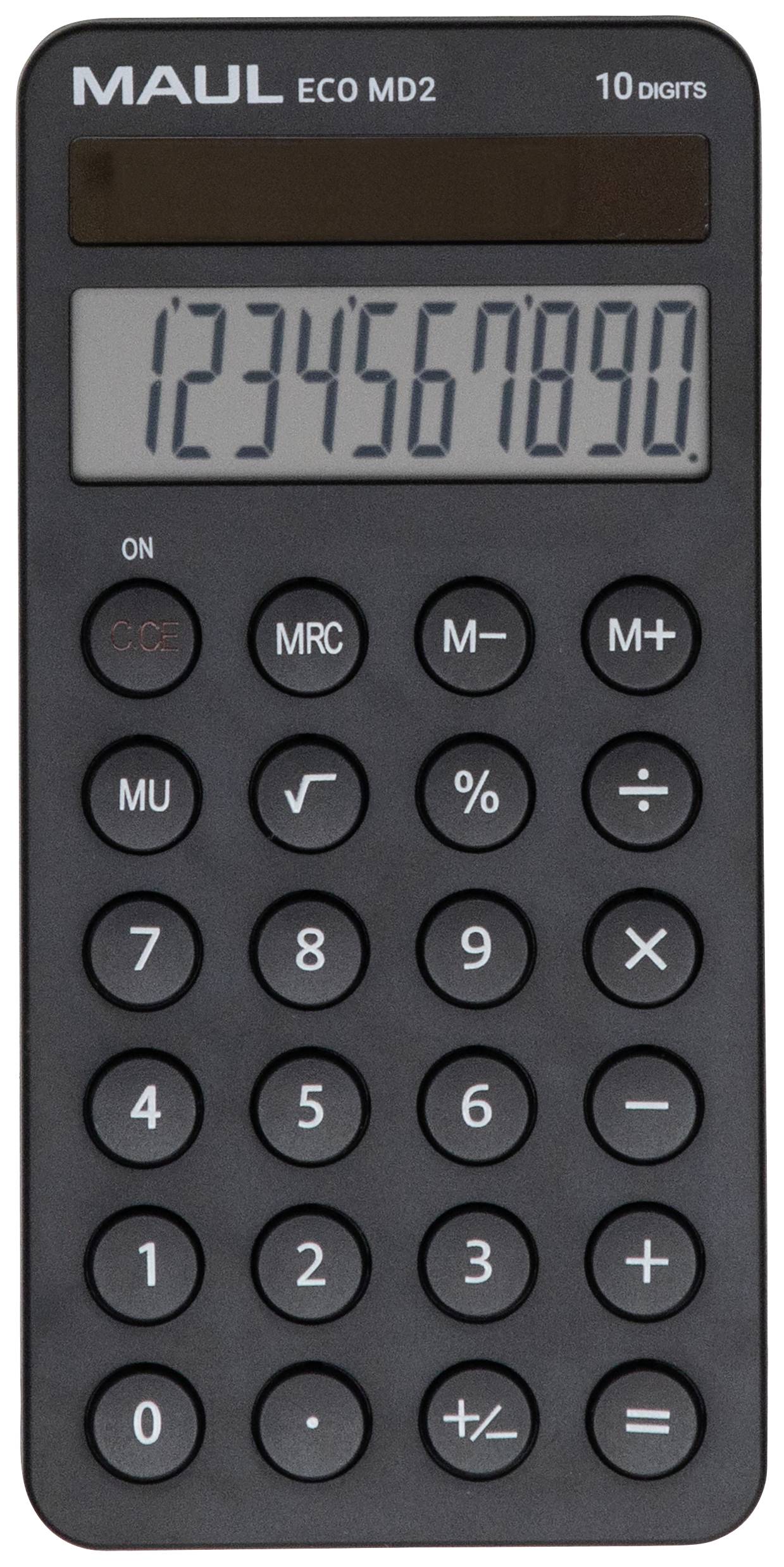 Maul ECO MD 2 Calculatrice de poche noir Ecran: 10 solaire (l x H x P) 72 x 147 x 13 mm