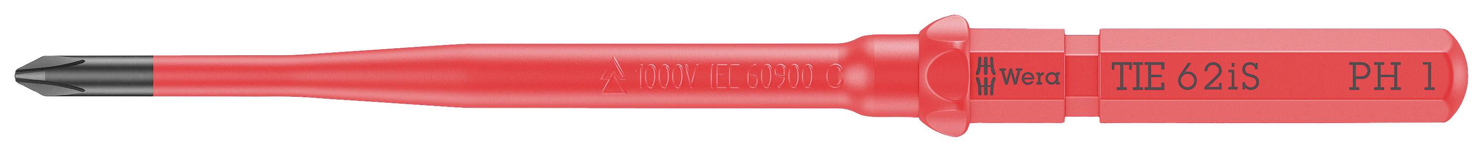 Wera Kraftform Kompakt VDE 62 iS PH 1 x 157 mm TIE pour électricien cruciforme Lame interchangeable 2.5 mm PH 1