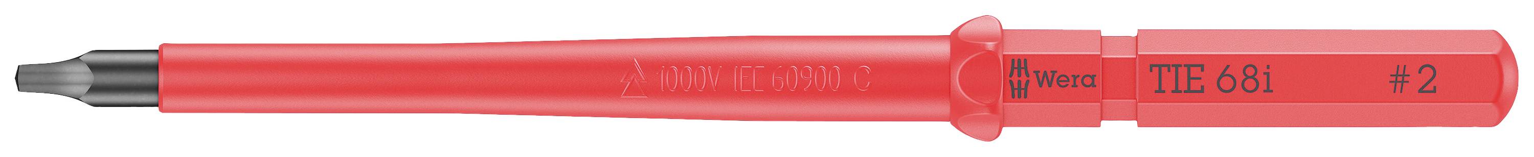 Tournevis isolé rouge avec embout noir, portant la marque noire 'TTE-601 ±2' sur la poignée.