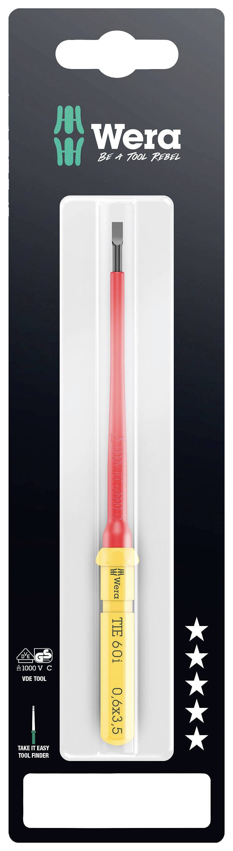 Wera Kraftform Kompakt VDE 60 i 0,6x3,5x157 mm TIE SB pour électricien vis à fente Lame interchangeable 3.5 mm