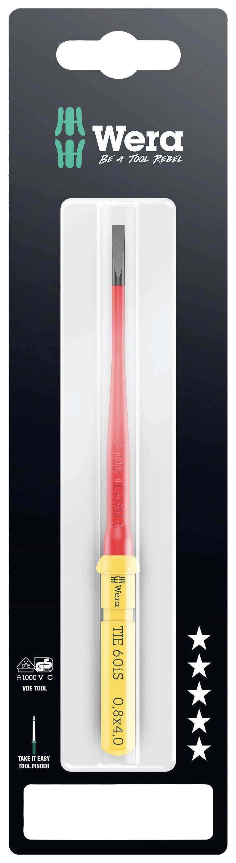 Wera Kraftform Kompakt VDE 60 iS 0,8x4,0x157 mm TIE SB pour électricien vis à fente Lame interchangeable 4.0 mm