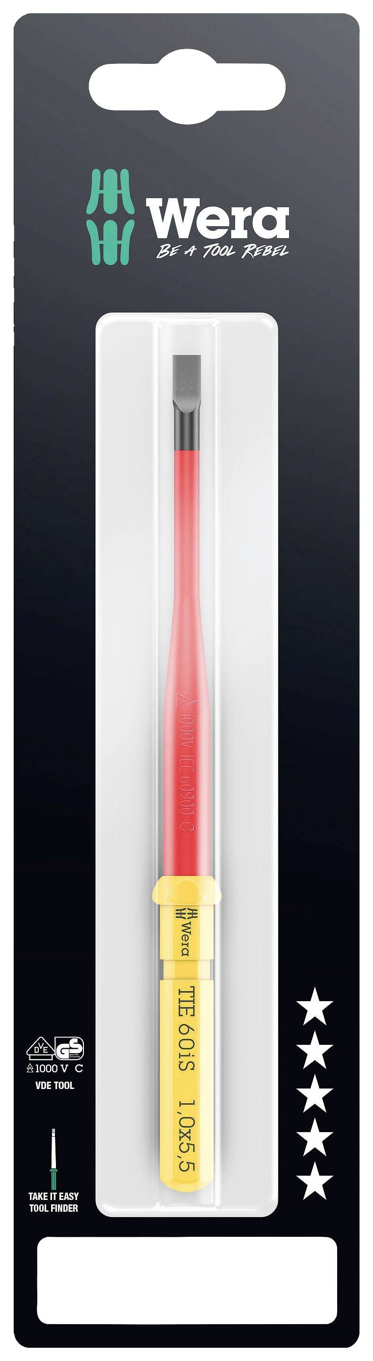 Wera Kraftform Kompakt VDE 60 iS 1,0x5,5x157 mm TIE SB pour électricien vis à fente Lame interchangeable 5.5 mm