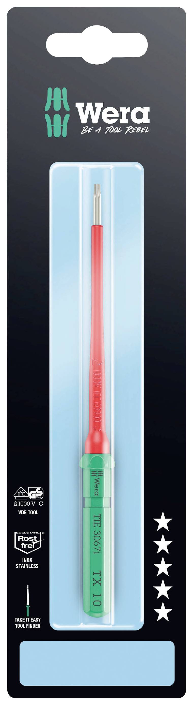 Wera Kraftform Kompakt VDE 3067 i TX 10x157mm TIE SB pour électricien TORX Lame interchangeable TX 10