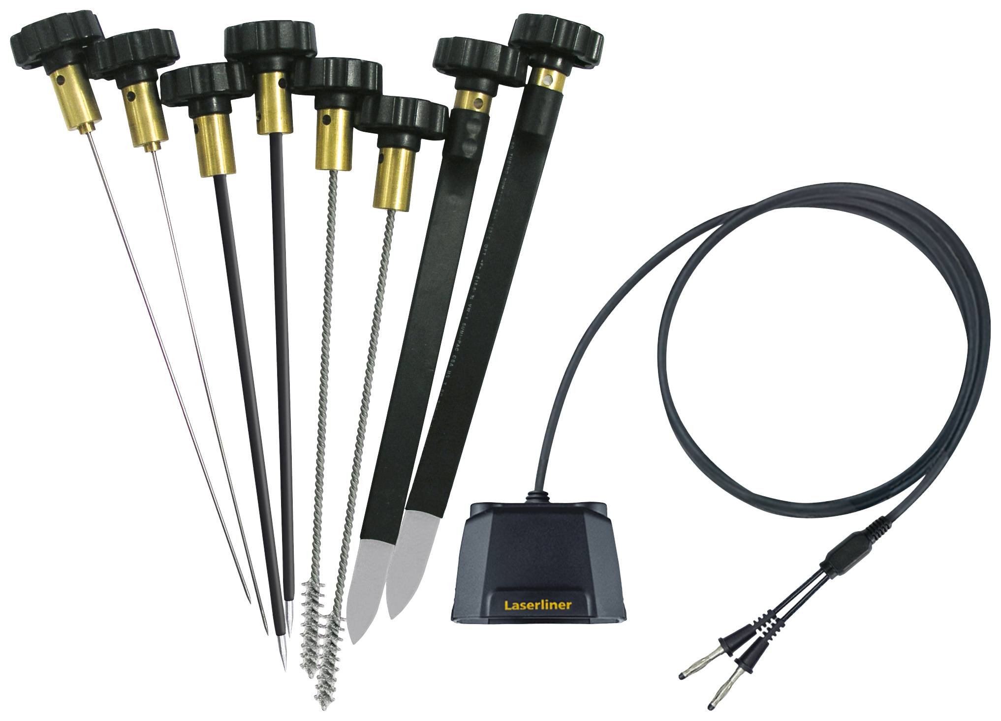Un ensemble de capteurs avec différentes sondes et câbles, utilisé pour les mesures dans des applications techniques.