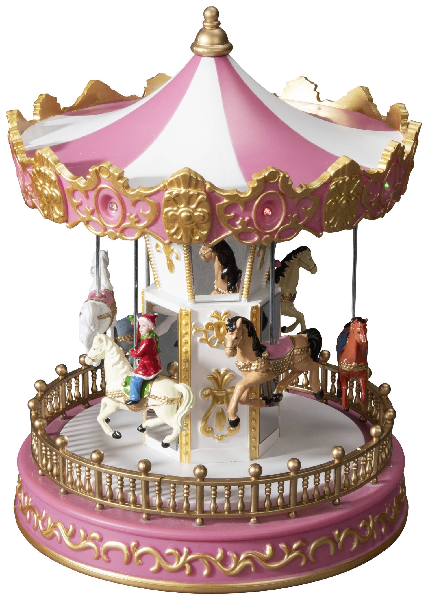 Konstsmide 4177-000 Décor à LED caroussel blanc chaud, multicolore LED rose, or