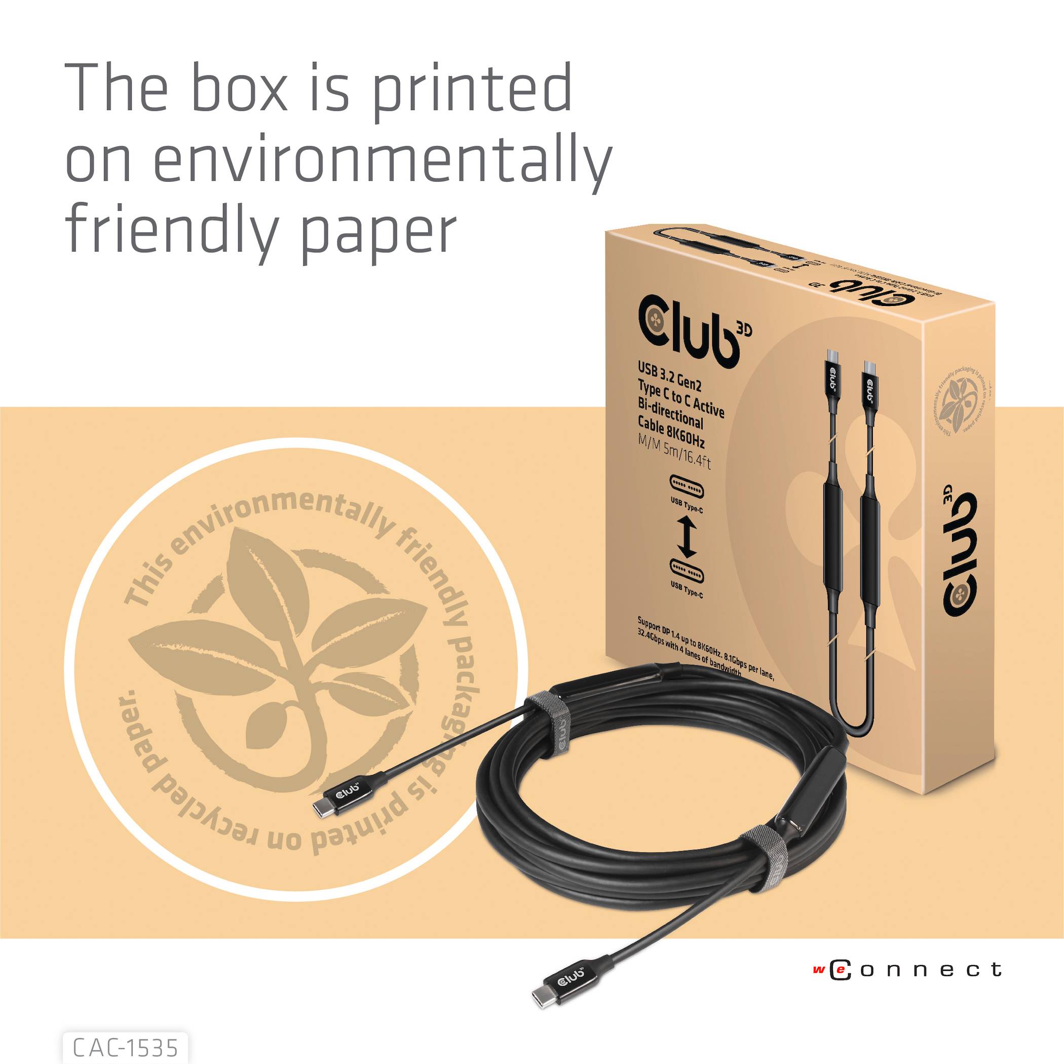 club3D Câble USB-C USB-C® mâle 5.00 m noir CAC-1535