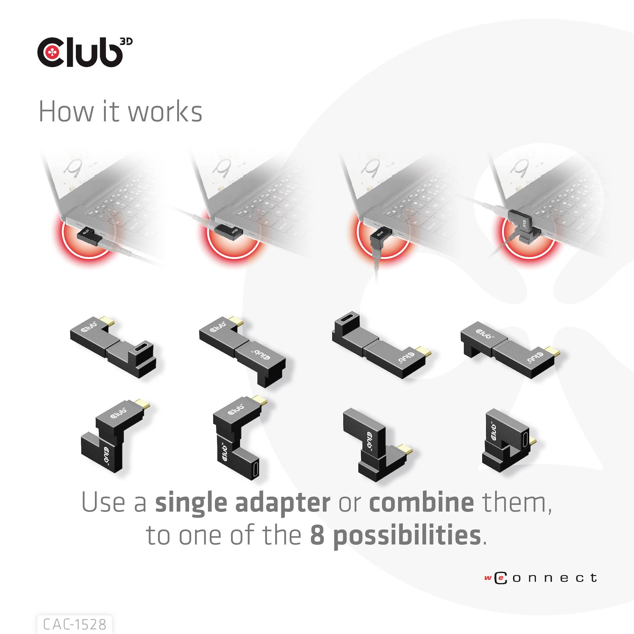 club3D USB 3.1 (Gen 2) Adaptateur [1x USB-C® mâle - 1x USB-C® femelle] Adapter USB 3.2 Typ C