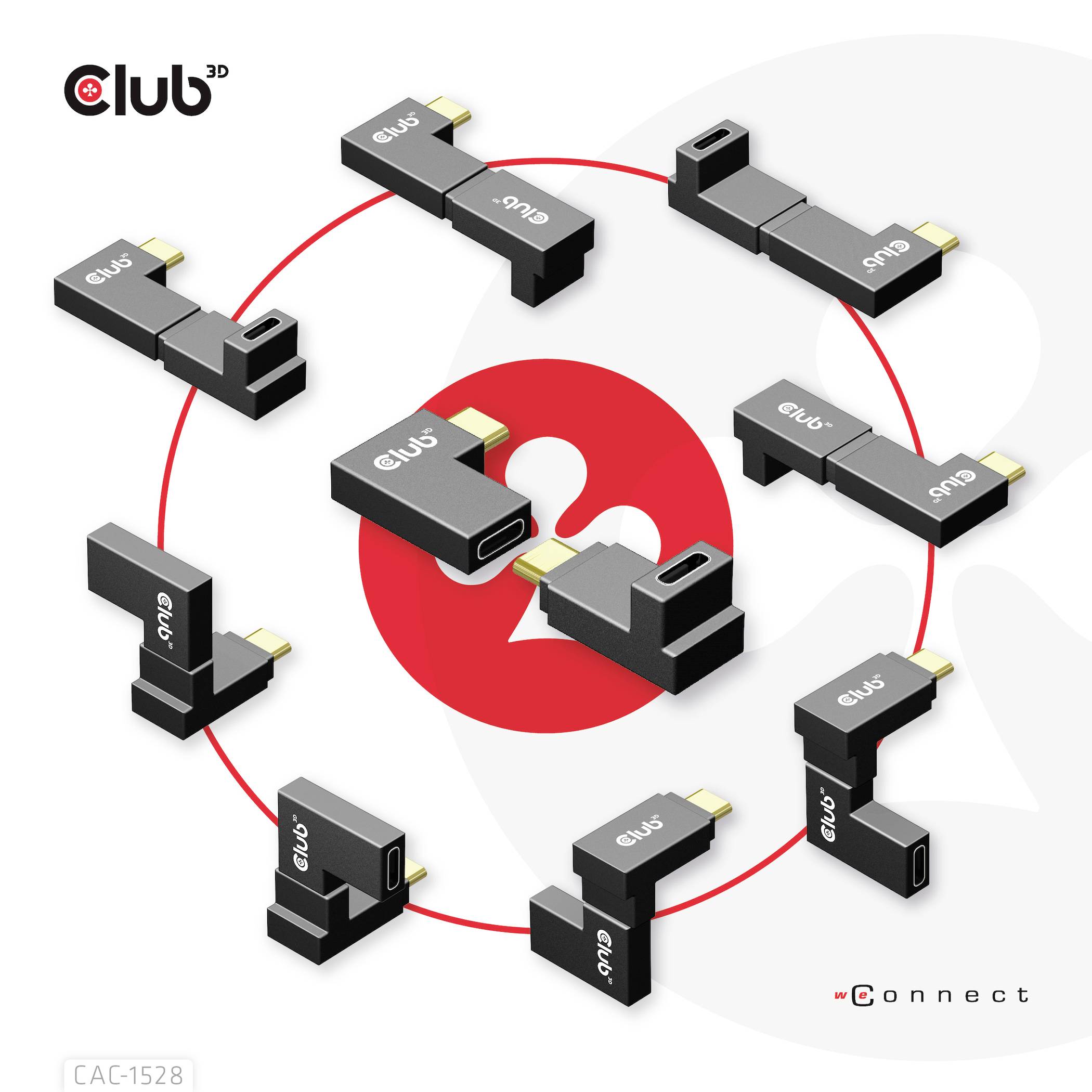 club3D USB 3.1 (Gen 2) Adaptateur [1x USB-C® mâle - 1x USB-C® femelle] Adapter USB 3.2 Typ C