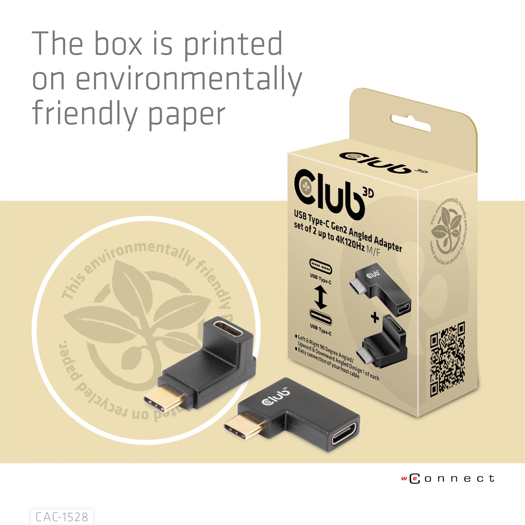 club3D USB 3.1 (Gen 2) Adaptateur [1x USB-C® mâle - 1x USB-C® femelle] Adapter USB 3.2 Typ C