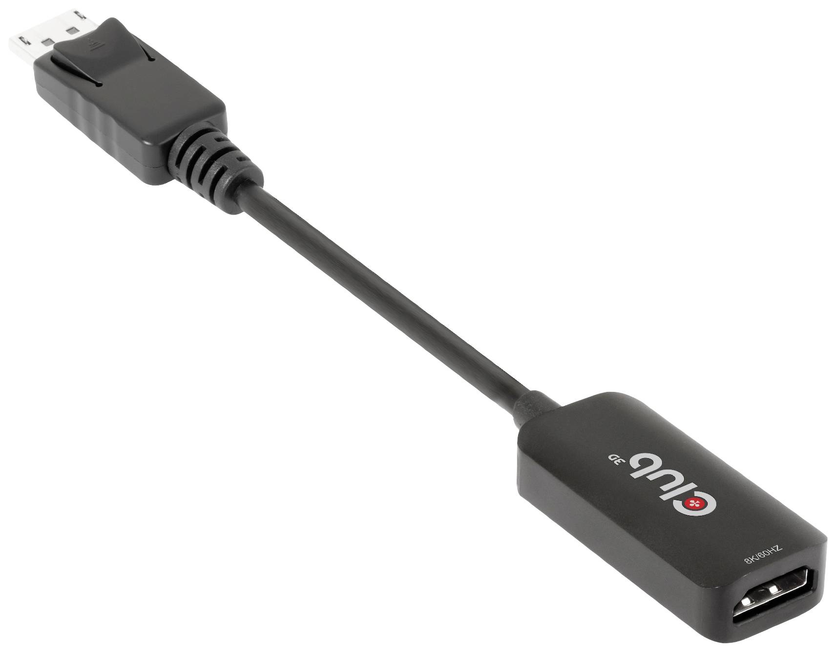 Un adaptateur DisplayPort vers HDMI avec câble noir, adapté pour connecter des ordinateurs ou des ordinateurs portables à des écrans HDMI.