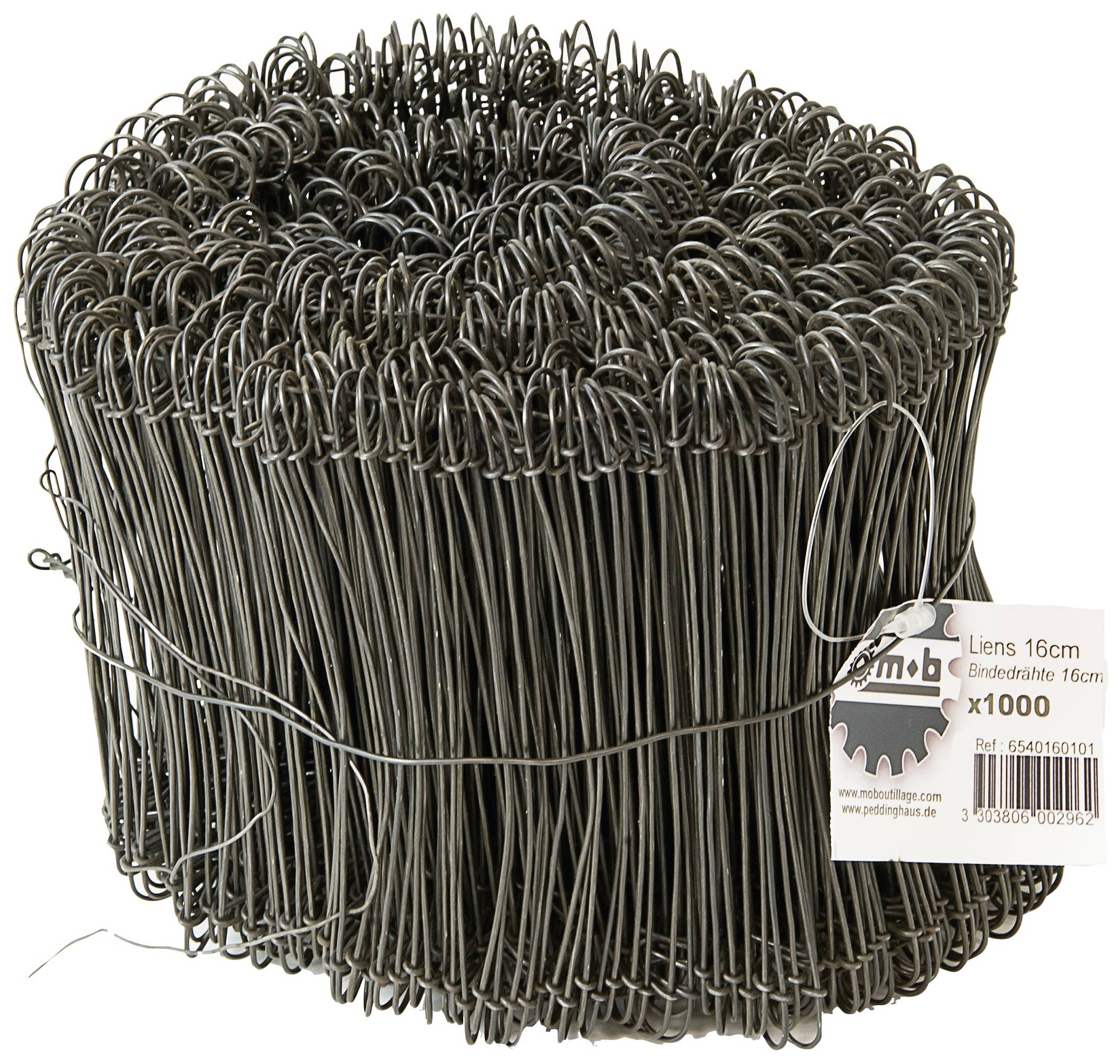 Un rouleau de agrafes métalliques reliées en noir, avec une étiquette sur le côté.