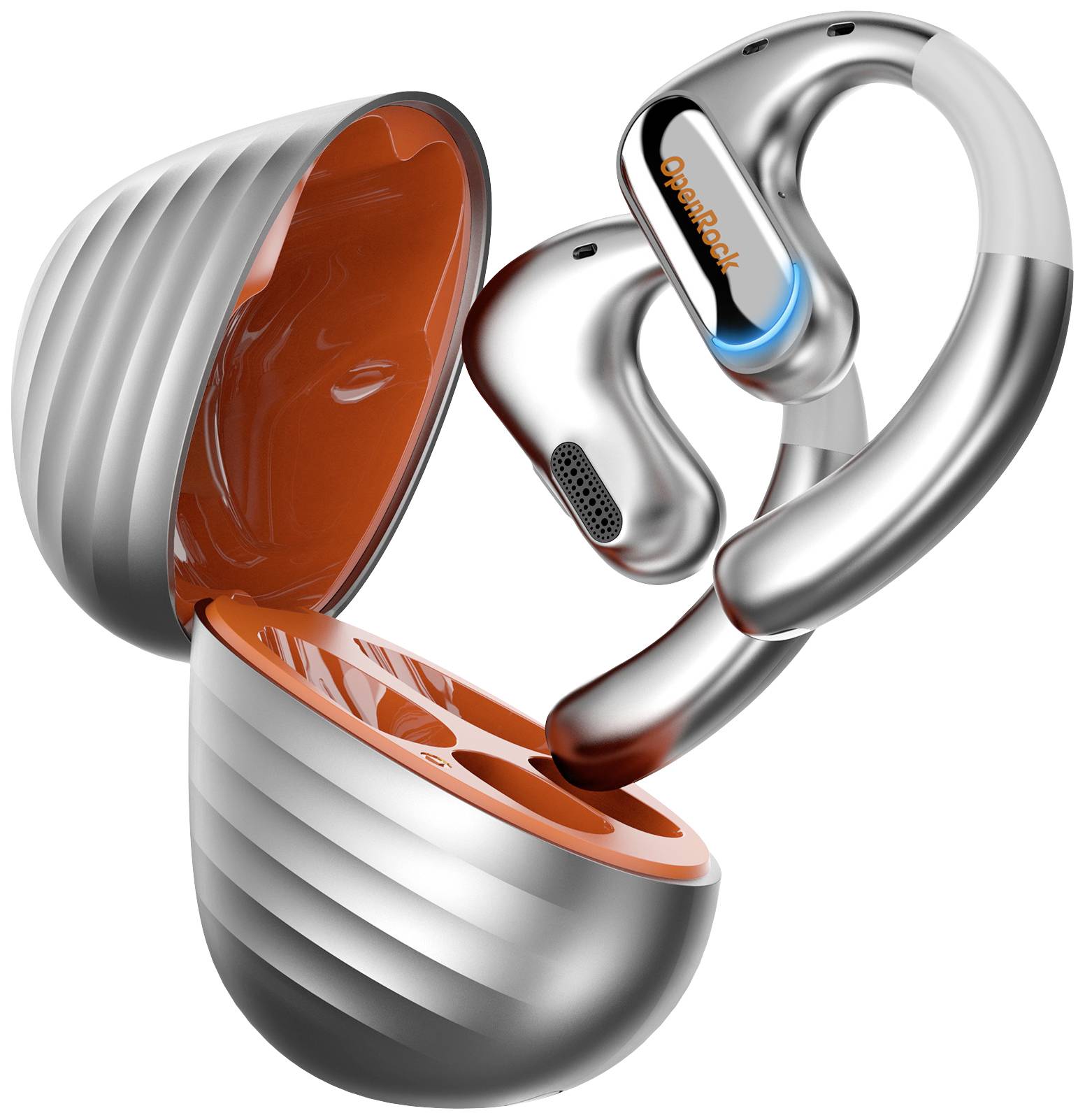 OneOdio OpenRock Pro T1 Écouteurs oreilles libres Bluetooth Stereo argent boîtier de charge, arceau auriculaire, résistant à