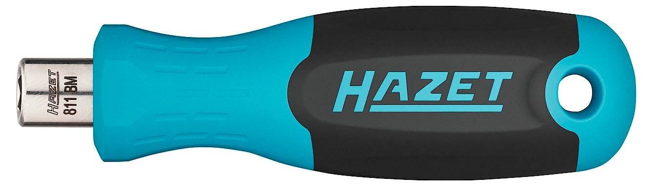 Poignée de tournevis en noir et bleu de Hazet, avec le numéro de modèle '811 BM'.
