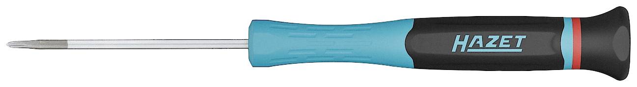 Tournevis à poignée bleue, détails noirs et marqué 'Hazet'.