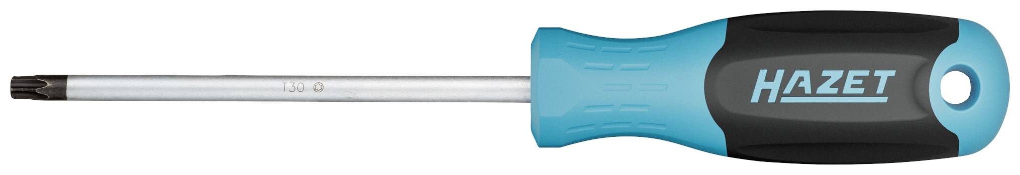 Un tournevis bleu avec manche noir portant l'inscription 'Hazet', à tête Torx.