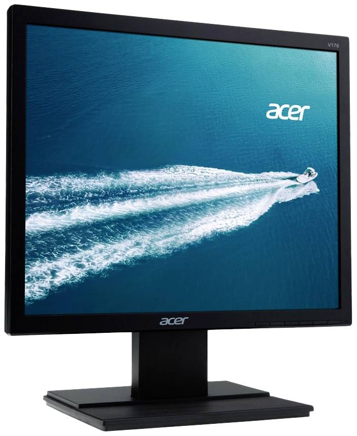 Un écran de bureau Acer affiche une image d'un bateau naviguant sur une eau bleue, avec un sillage visible.