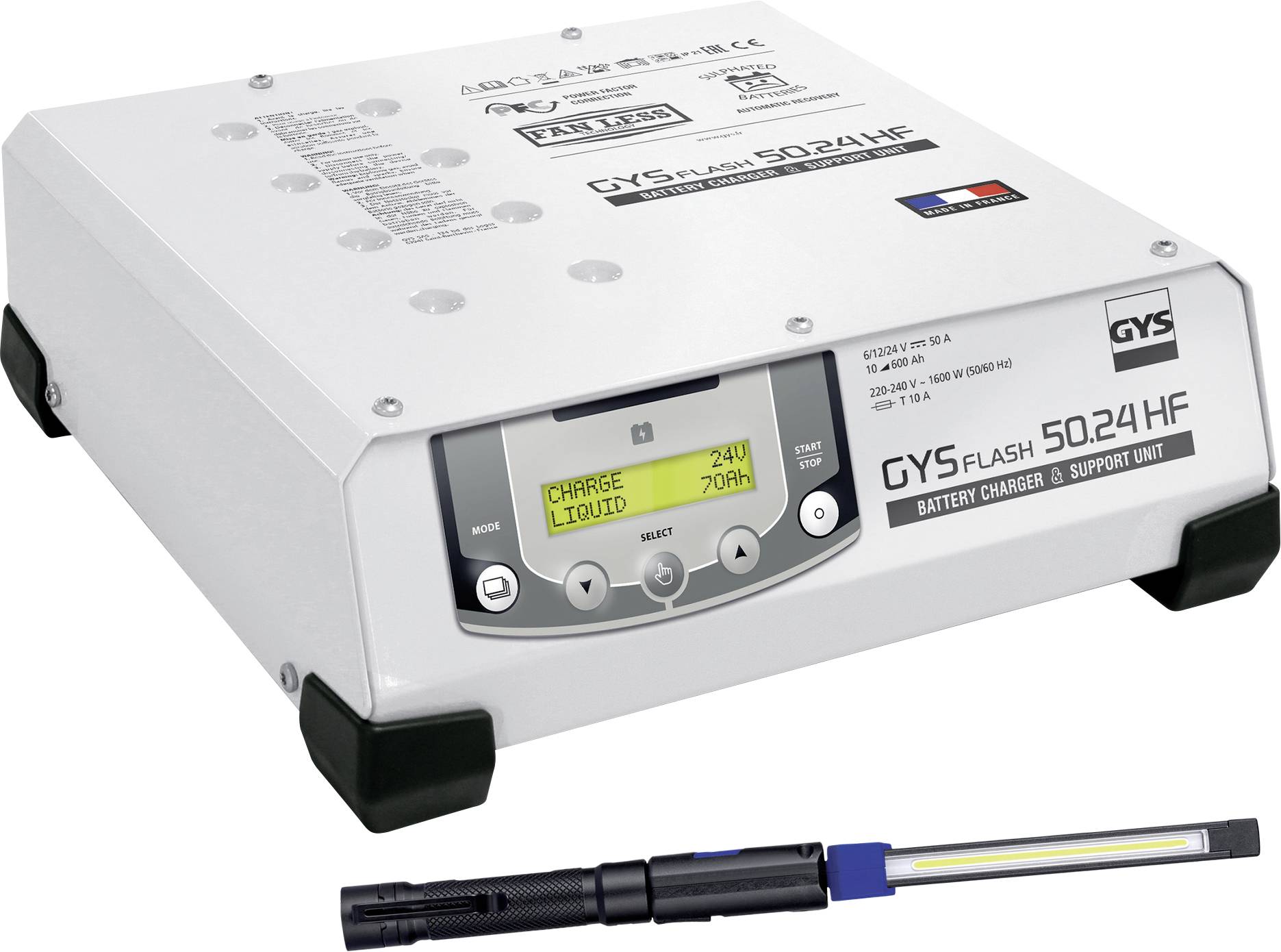 GYS GYSFLASH 50.24 HF +Toparc 075894 Mini 350L gratis Chargeur automatique 6 V, 12 V, 24 V 50 A 50 A 50 A