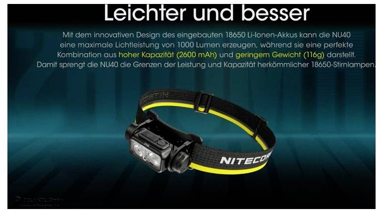 Lampe frontale LED NiteCore NU40 à batterie 1000 lm NC-NU40