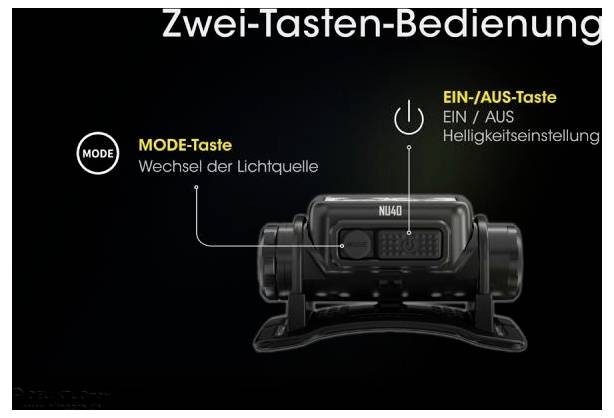 Lampe frontale LED NiteCore NU40 à batterie 1000 lm NC-NU40
