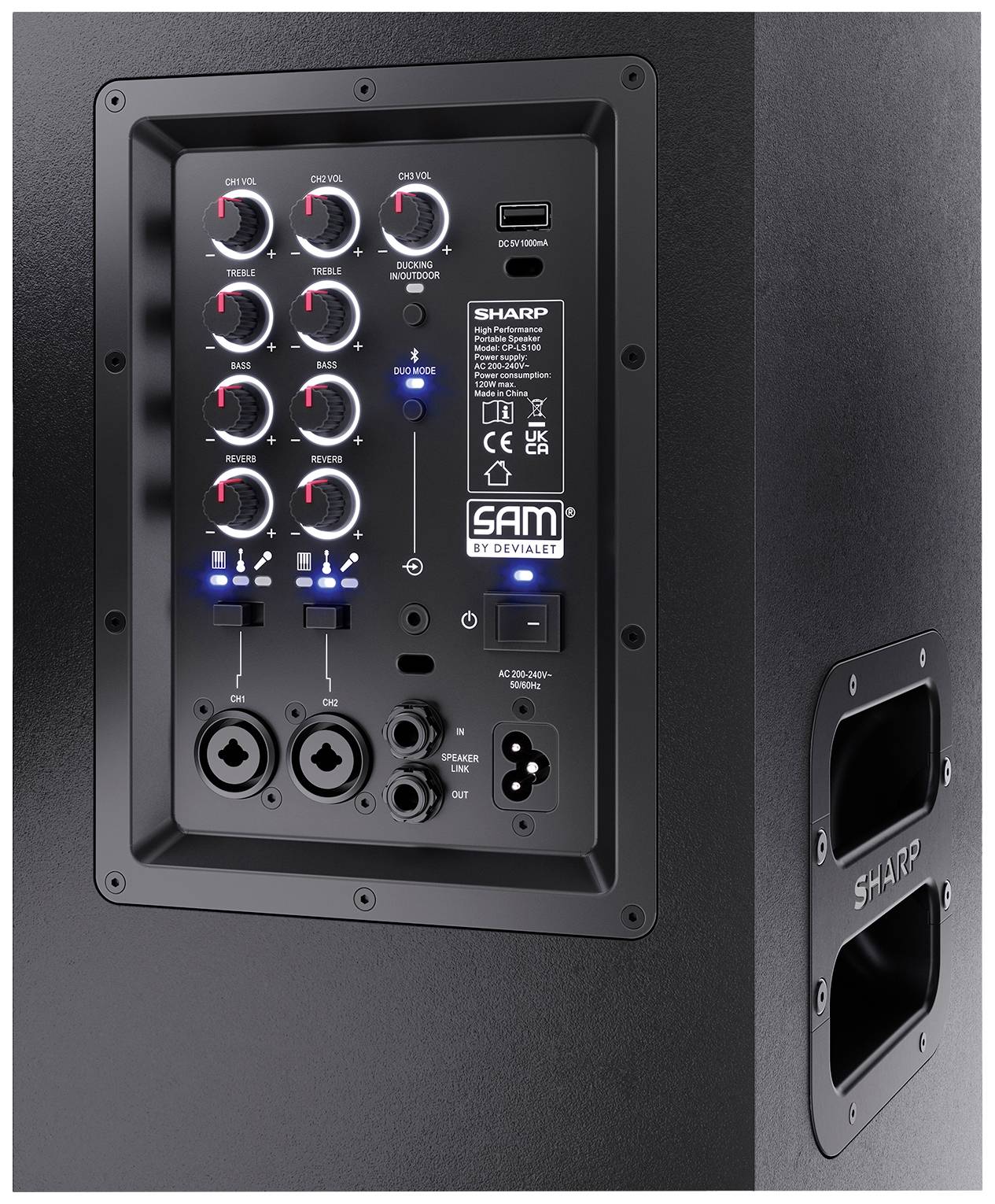 Sharp CP-LS100 SumoBox: Enceinte Bluetooth AUX, USB noir