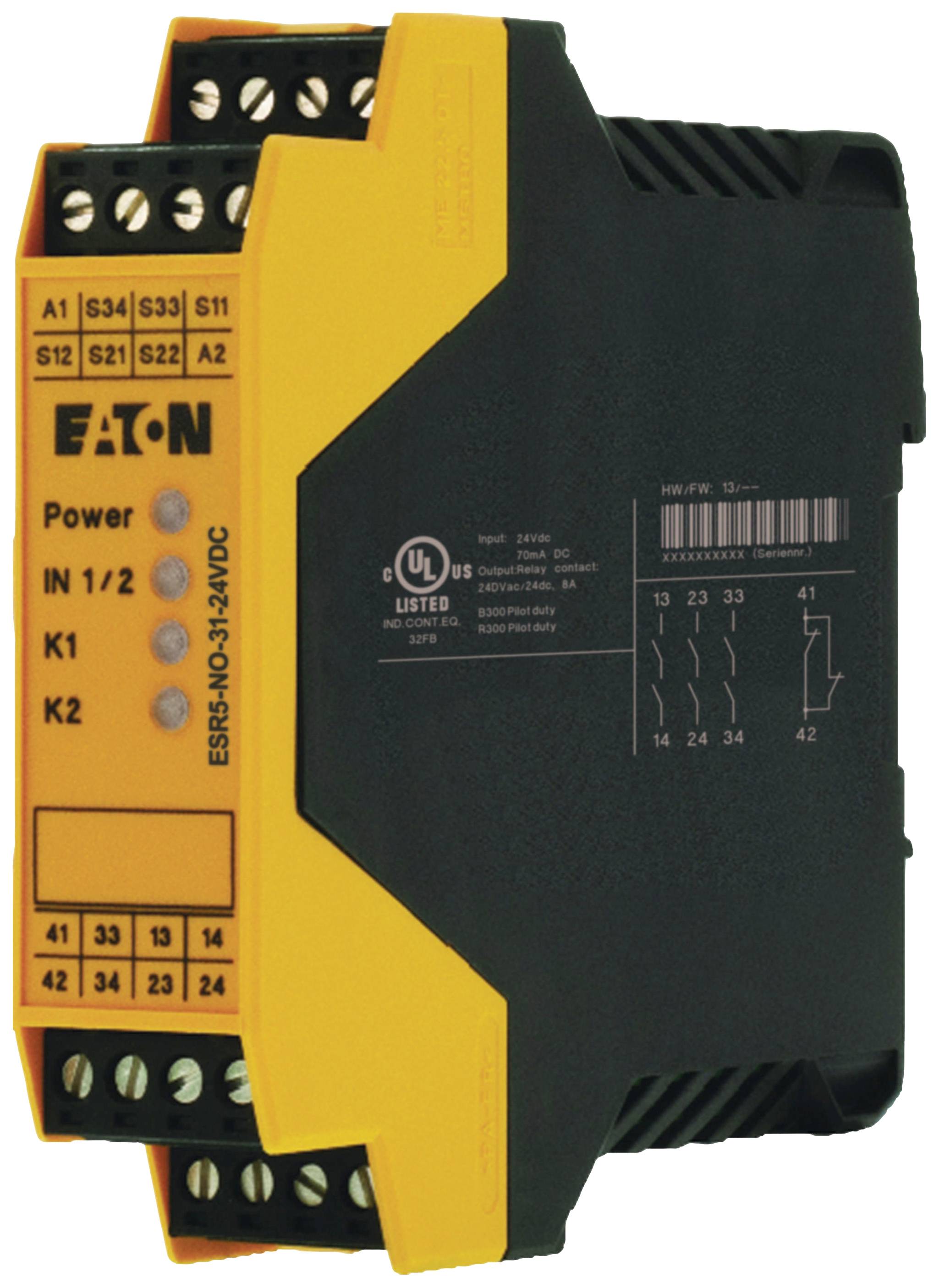 Relais de sécurité ESR5-NO-31-24VDC Eaton Tension de fonctionnement: 24 V/DC (l x H x P) 22.5 x 99 x 114.5 mm 1 pc(s)