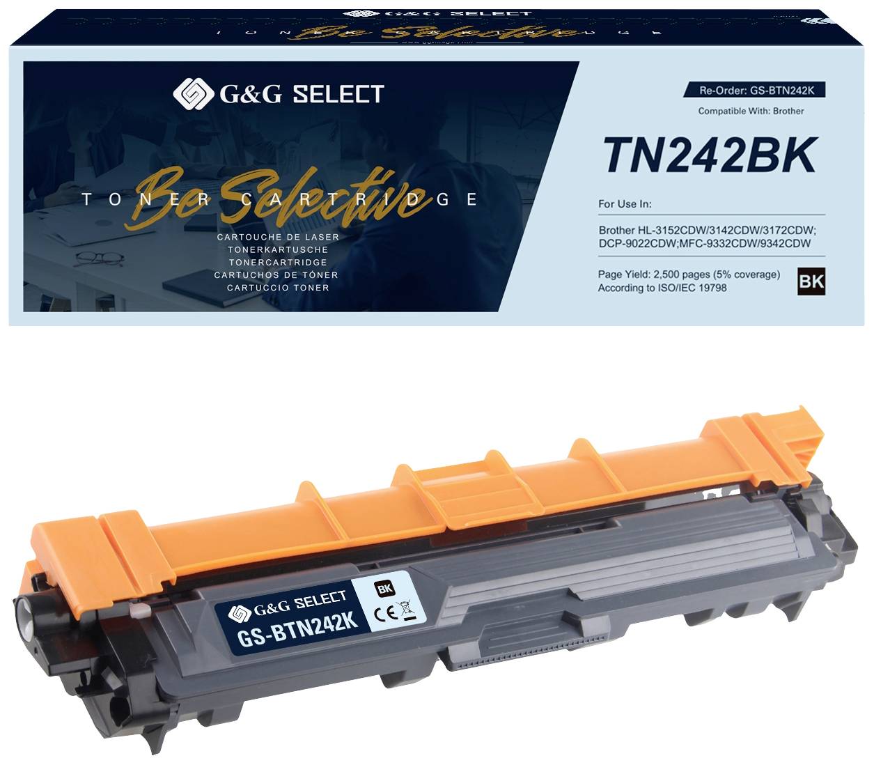 G&G Toner remplace Brother TN-242BK compatible noir TN-242BK GS-BTN242K