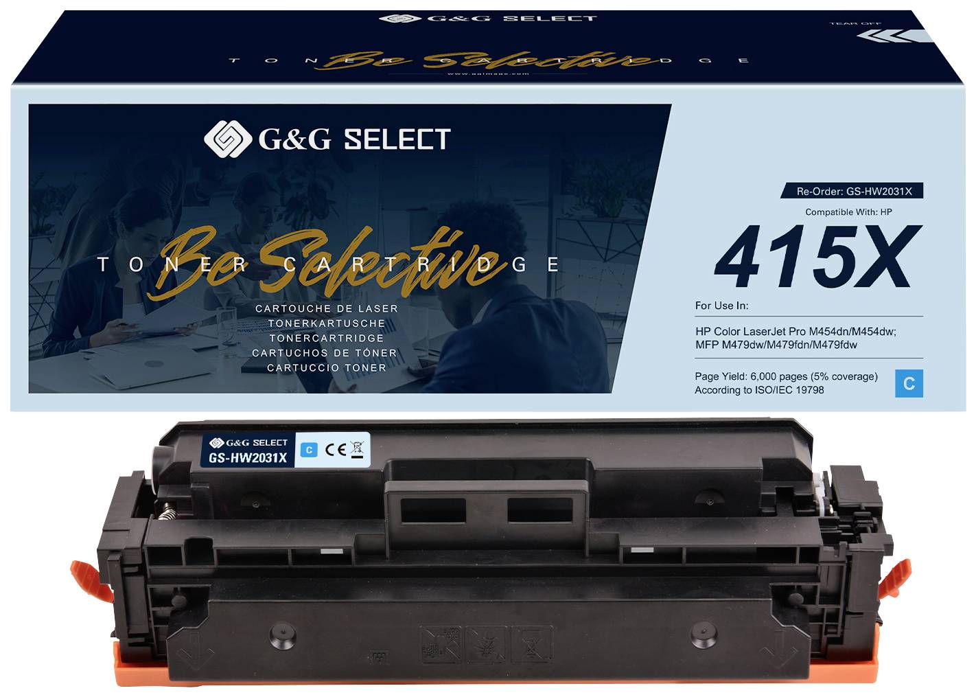 G&G Toner remplace HP 415X compatible cyan W2031X GS-HW2031X(415X)