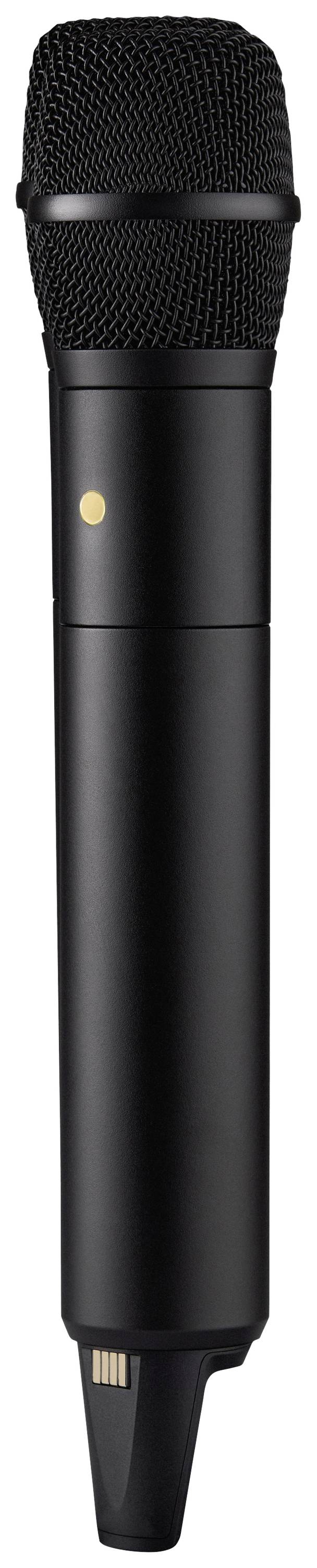 Microphone noir sans fil, adapté pour les performances scéniques.