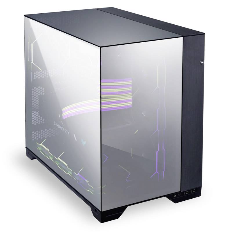 Tour midi Lian Li Lian Li O11 Vision Chrome Midi-Tower, verspiegeltes Tempered Glass - schwarz Boîtier, Boîtier gaming, Boîtier