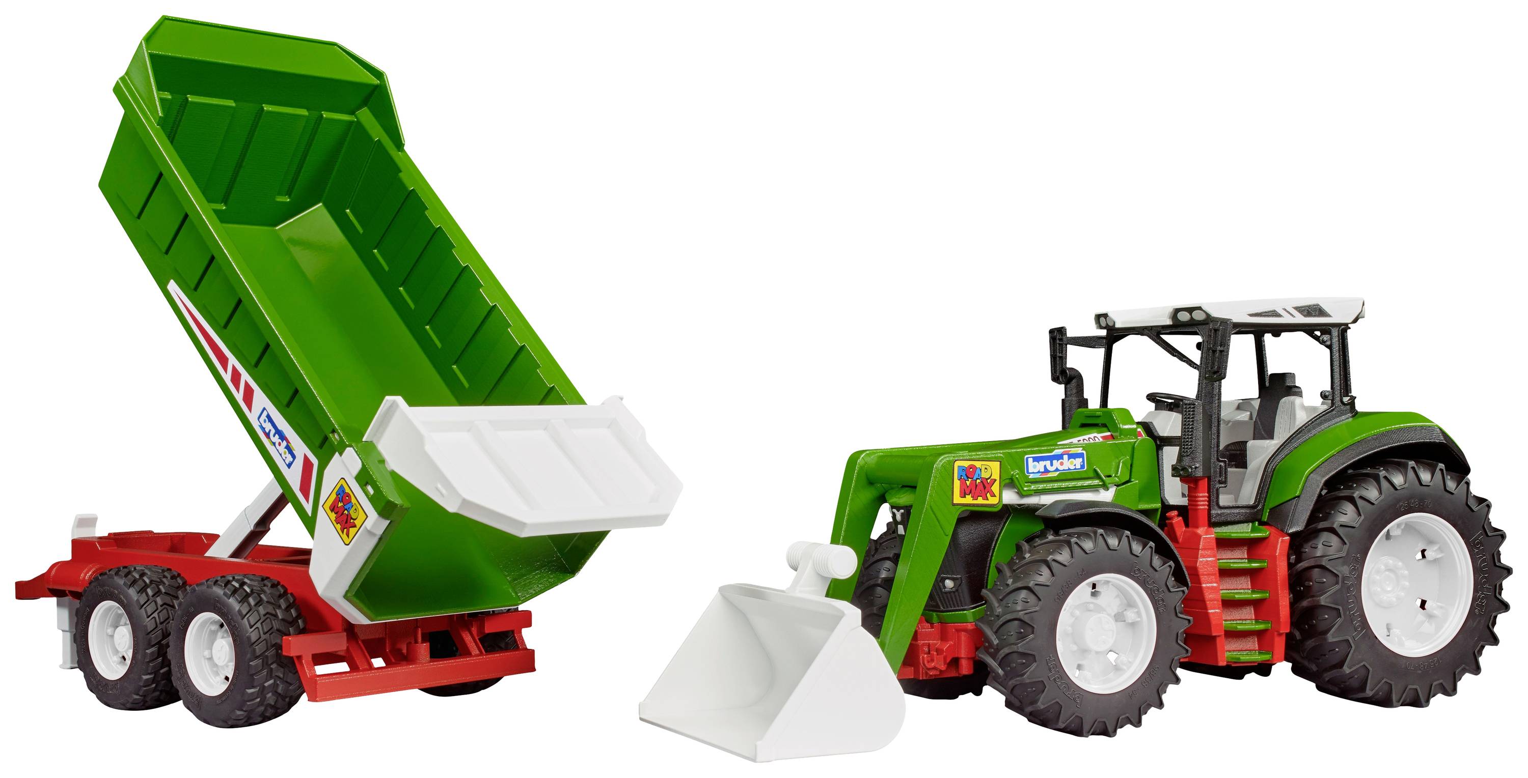 bruder Tracteur ROADMAX avec chargeur frontal et remorque basculante modèle fini Modèle réduit d'engin agricole