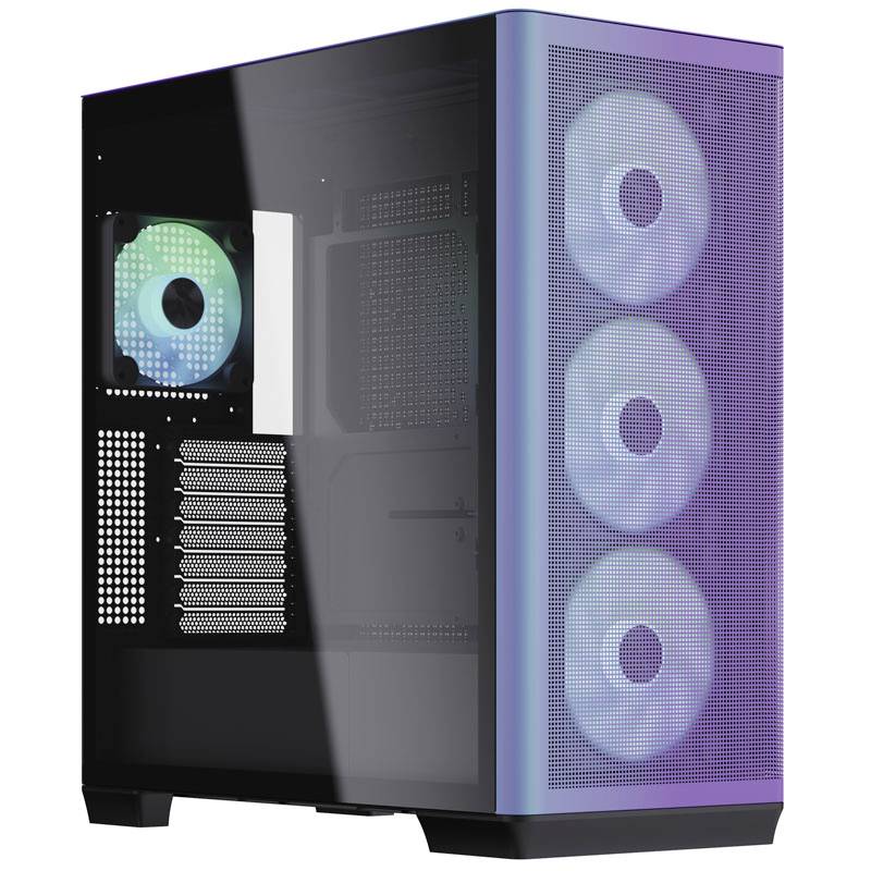 Tour midi APNX APNX C1 Midi-Tower ATX-Gehäuse, Tempered Glass - ChromaFlair Boîtier, Boîtier gaming, Boîtier PC noir