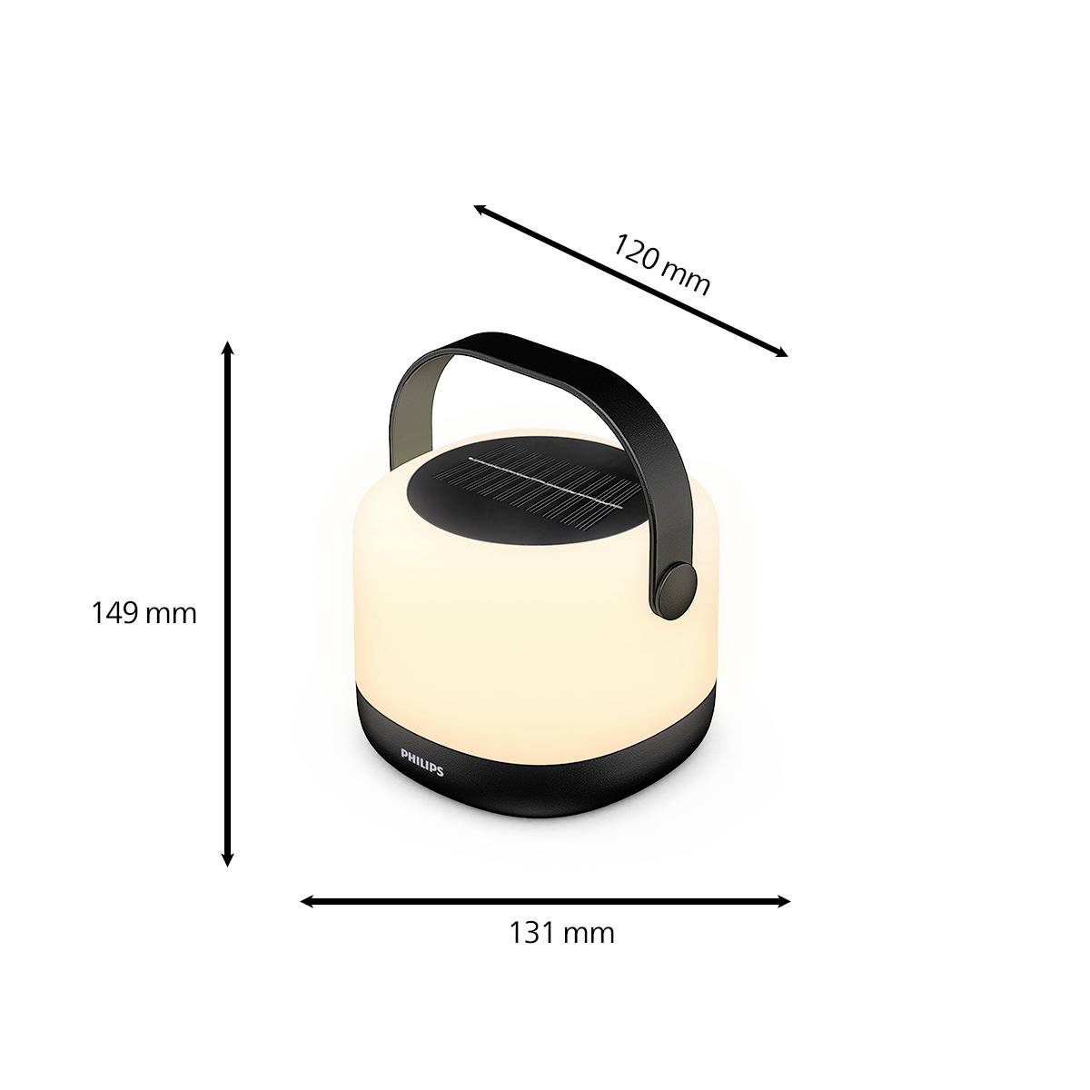 Philips LED 8720169296503 Alula SR PT 1.2W RGB30K BL Lampe de table solaire 1.2 W blanc chaud, RVB blanc, noir