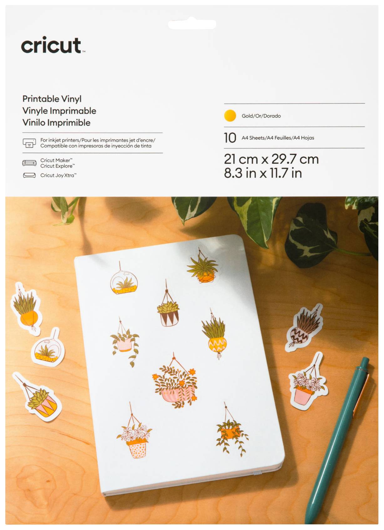 Cricut Printable Vinyl A4 Set de films Largeur de coupe 29.7 cm or