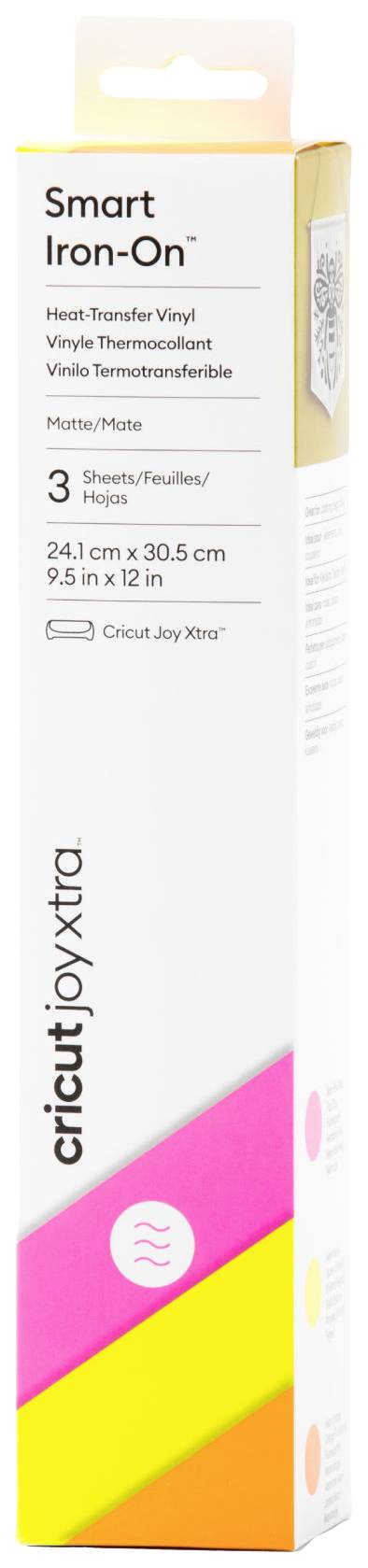 Cricut Smart Iron-On Joy Xtra Set de films Largeur de coupe 30.5 cm rose fluorescent, jaune fluorescent, orange fluorescent