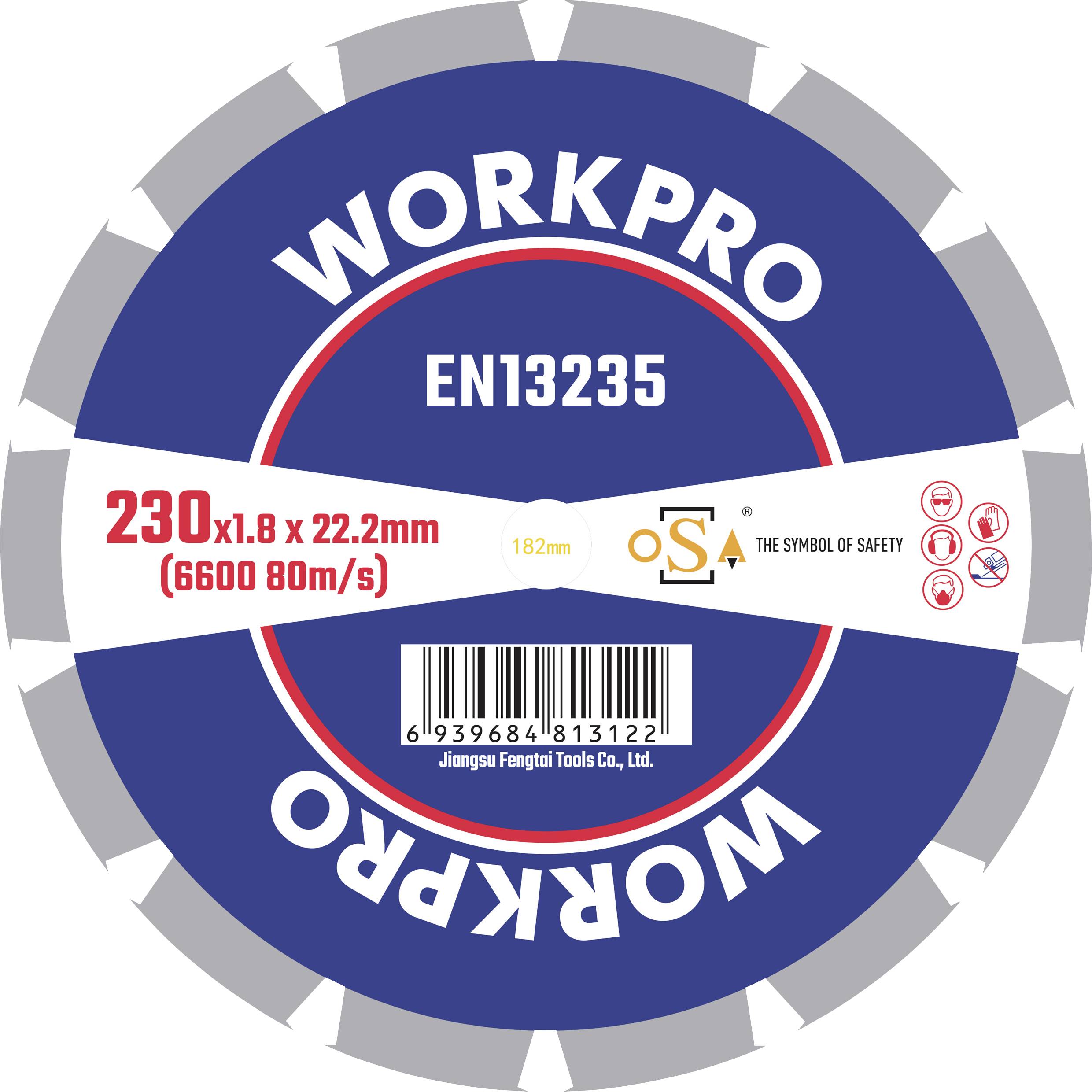 WorkPro GSOSSE-4 Disque à tronçonner 230 mm 1 pc(s) Céramique, Porcelaine, Marbre, Brique, Verre, pierre à chaux, Granite, Pierre