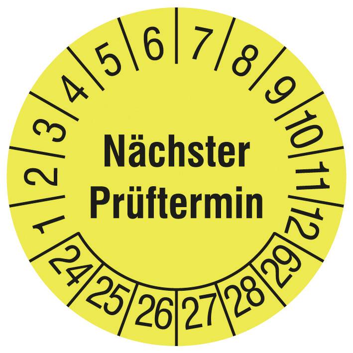 Cimco 182769 Autocollant attestant le contrôle Nächster Prüftermin 2024-2029 jaune (Ø) 30 mm 30 mm 1 pc(s)