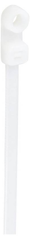 Colliers de câbles en plastique blancs avec un mécanisme de verrouillage pour fixer des câbles ou des objets.