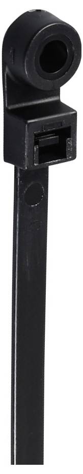 Un serre-câble noir avec une boucle à son extrémité supérieure, servant à la fixation ou au guidage des câbles.