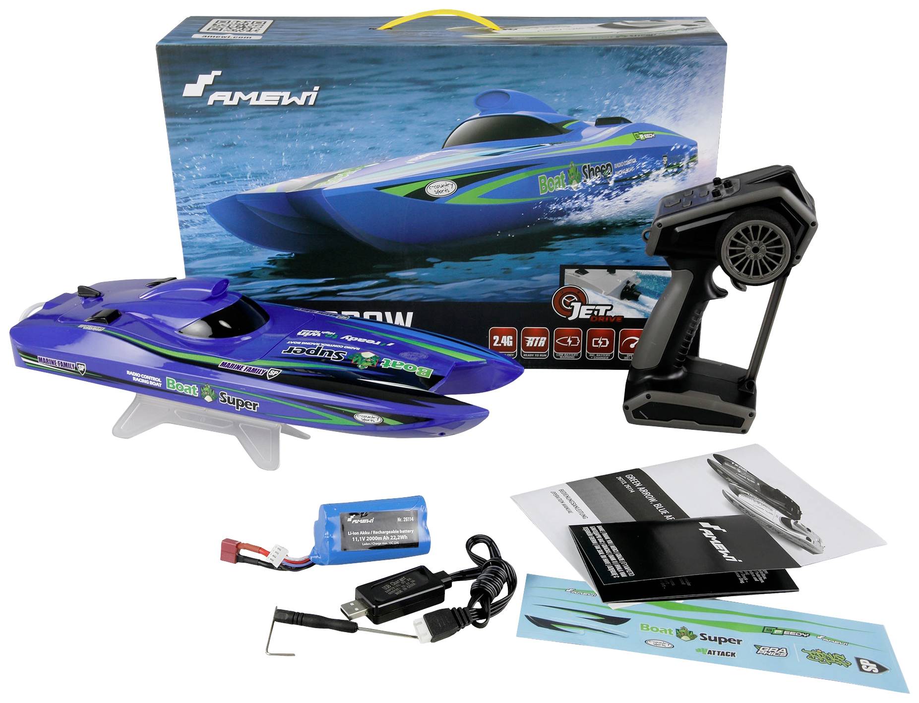 Amewi Bateau RC à moteur prêt à fonctionner (RtR) 400 mm