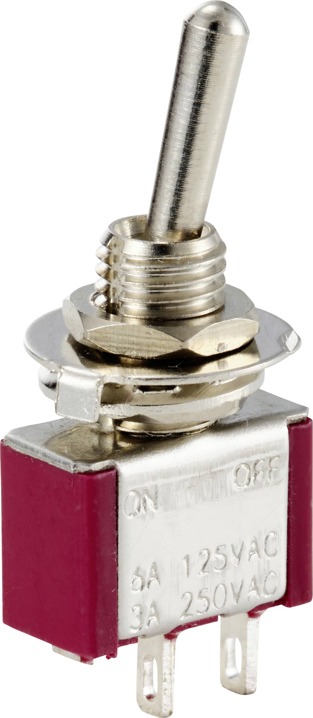 TRU COMPONENTS TC-12819608 Interrupteur à levier 125 V/AC, 250 V/AC 6 A 1 x Off/(On) à rappel